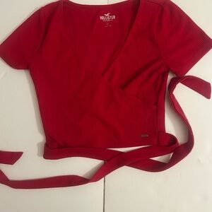 Hollister Vibrant Red Wrap Blouse